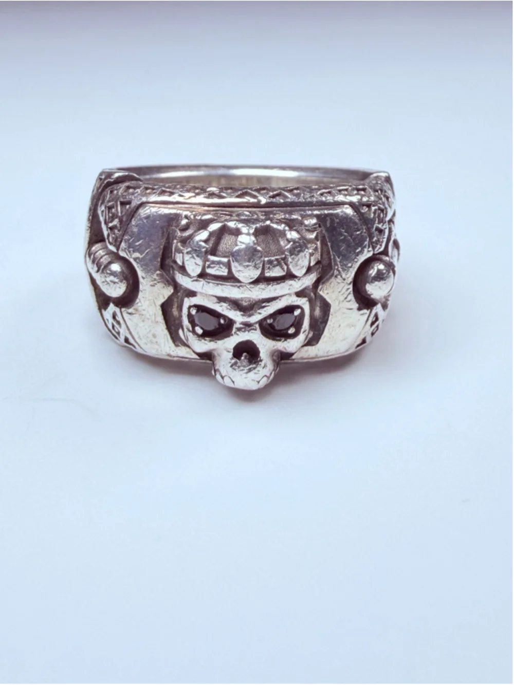 NightRider King's Ring Black Onyx Eyes 925 Sterling Silver Biker Ring $690
